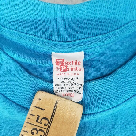 Vintage Textile Prints Key Largo Graphic T-Shirt Mens Large Blue Destination USA - Picture 4 of 6